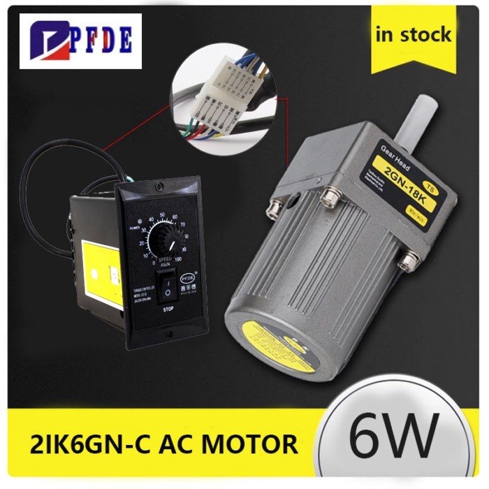 6W 2IK6GN-C Geared Motor + 2GN Gearbox + Speed Controller CW CCW Variable Speed Deceleration Motor