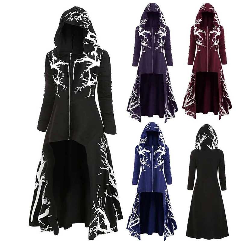 C Fashion Unisex Adult Men Wo 3D Print Medieval Hooded Cape Long Cloak Halloween Costume Coat Ponch