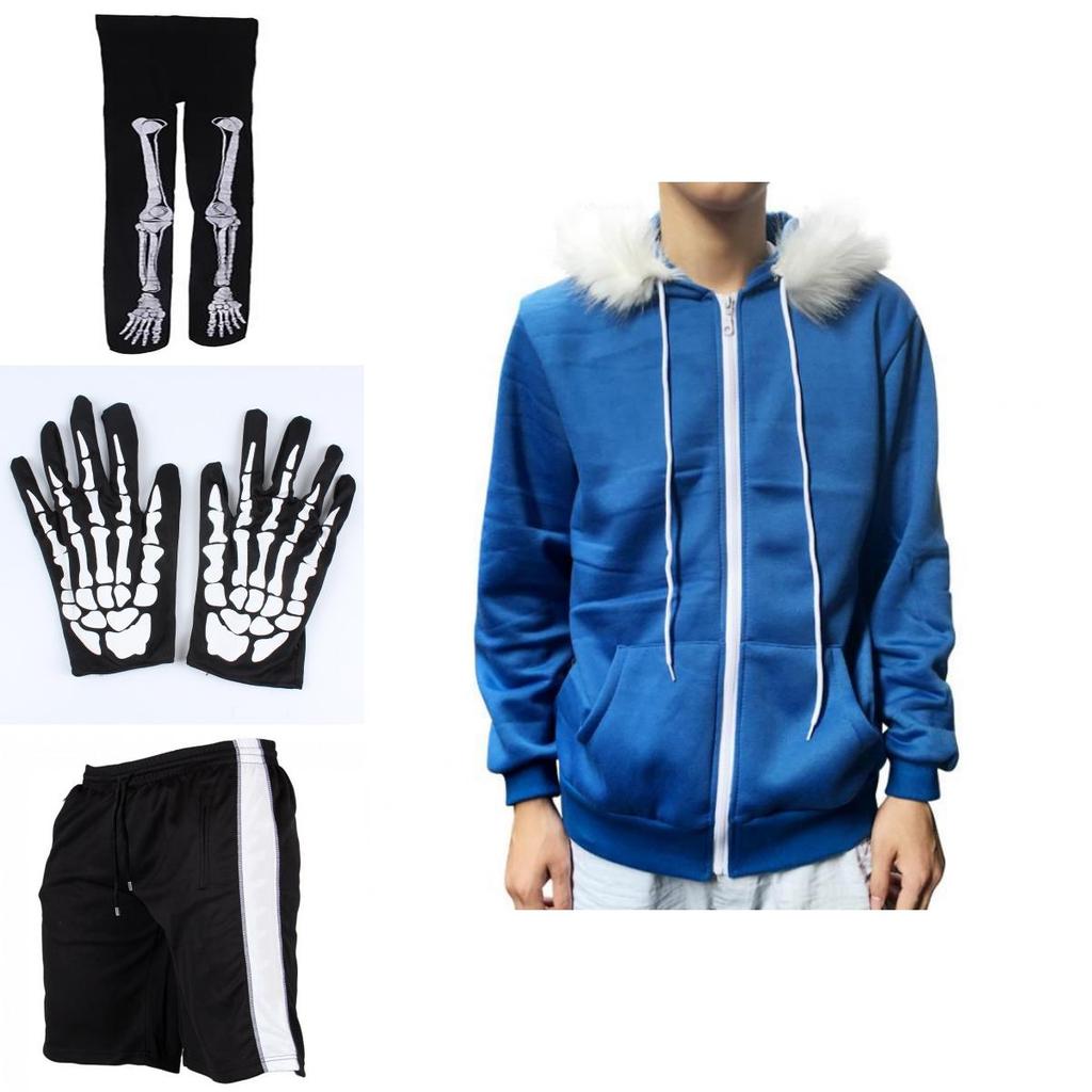 Undertale Sans คอสเพลย์ เสื้อกันหนาวแบบฮูดี้พร้อมหน้ากากและถุงน่องระดับพรีเมียม