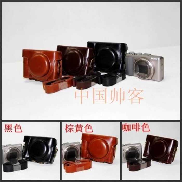เหมาะสําหรับกระเป๋ากล้อง Sony hx50v เคสหนัง hx60v เคสป้องกันกล้อง HX30 เคสครึ่งฐาน