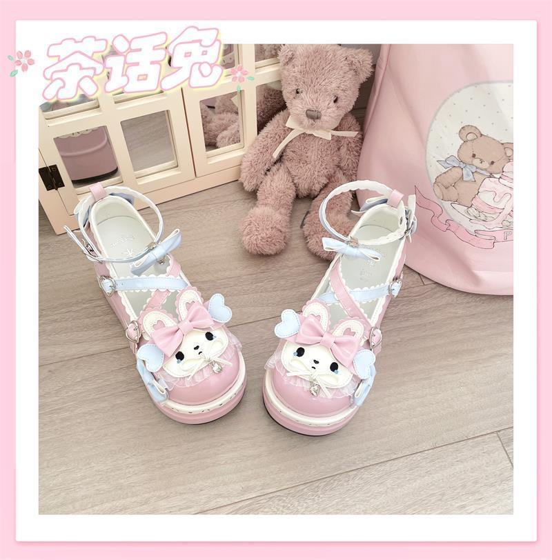 Tea Talk Rabbit น่ารักต้นฉบับ Lolita Single Shoes Lolita Princess Dress Lo Shoes หวานสาว ๆ