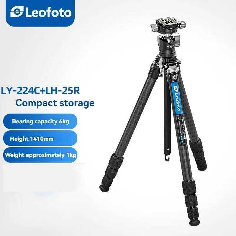 Leofoto ขาตั้งกล้องถ่ายภาพ/วิดีโอแบบพกพาพร้อมชุดหัวบอลกลาง LY-224C + LH-25R