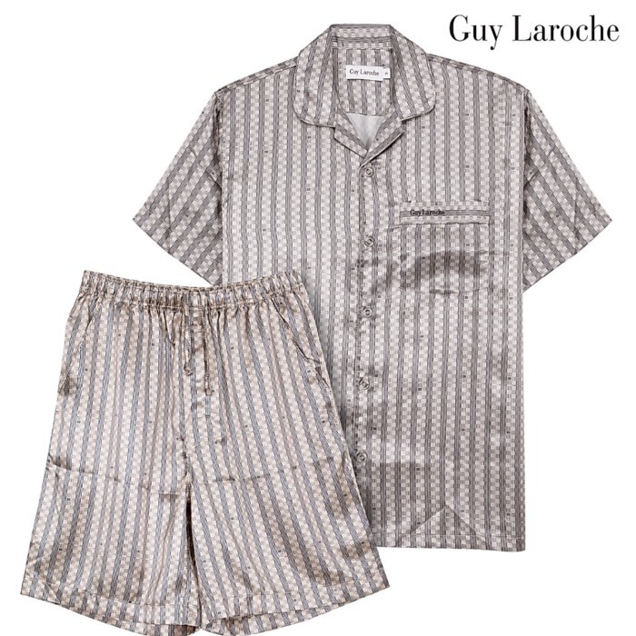 Guy Laroche ชุดนอนคอปก แขนสั้น ขาสั้น พิมพ์ลาย เนื้อผ้า เรียบ ลื่น ใส่สบาย รุ่น JPC7527S6SG