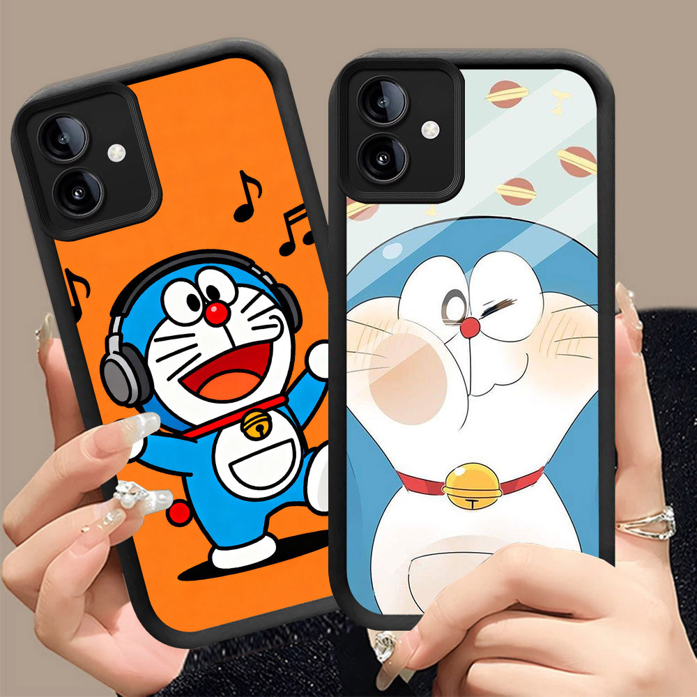 Q-6 Doraemon cute ขาวดำเคสโทรศัพท์หรับ VIVO IQOO U5 Y75 Y02A U5E Y02T Y02 Z6 5G ปกสีชมพู
