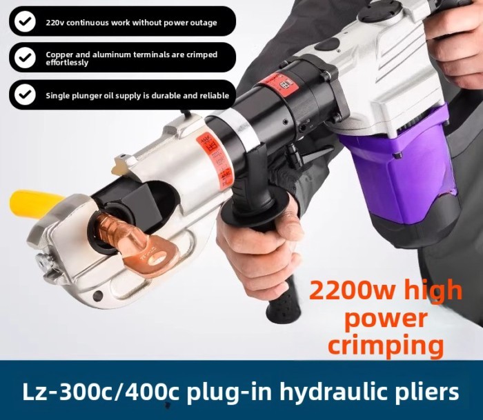 LZ-240C/300/400 Cordless Electric Hydraulic Crimping Tool for Copper & Aluminum Terminals, Battery-