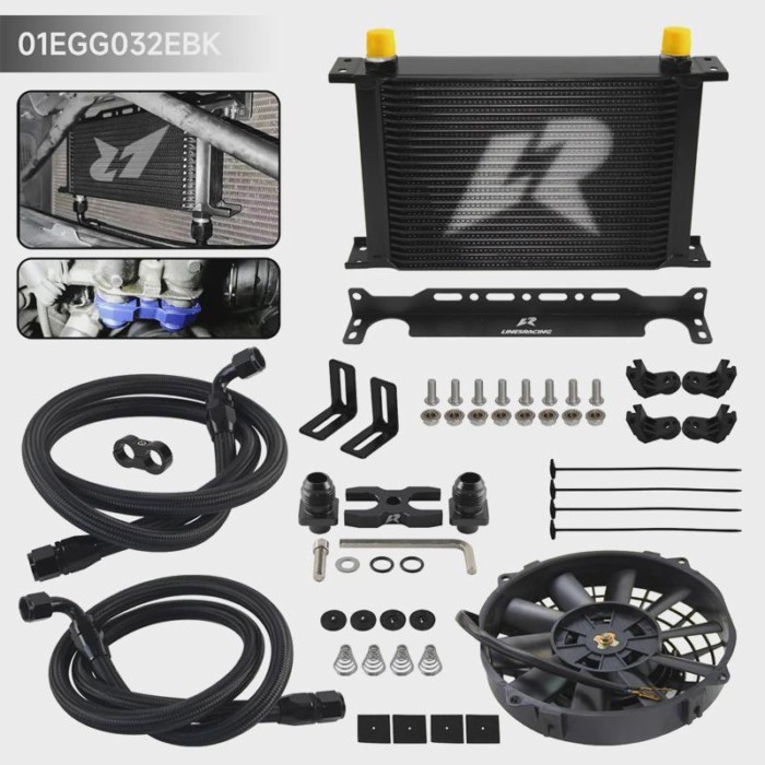 AN10 25 Row Oil Cooler +7" Fan Adapter w/ Bracket Kit For BMW E82 135i E36 M3-Euro E46 M3 E90 E92 E