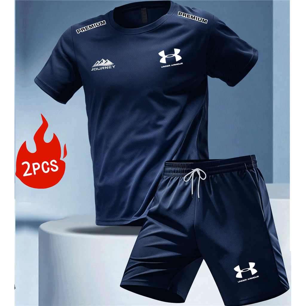 Dry Fit Tshirts For Men Breathable Sports t-Shirts And Shorts For Men Fitness Ice Silk Quick-Drying 
