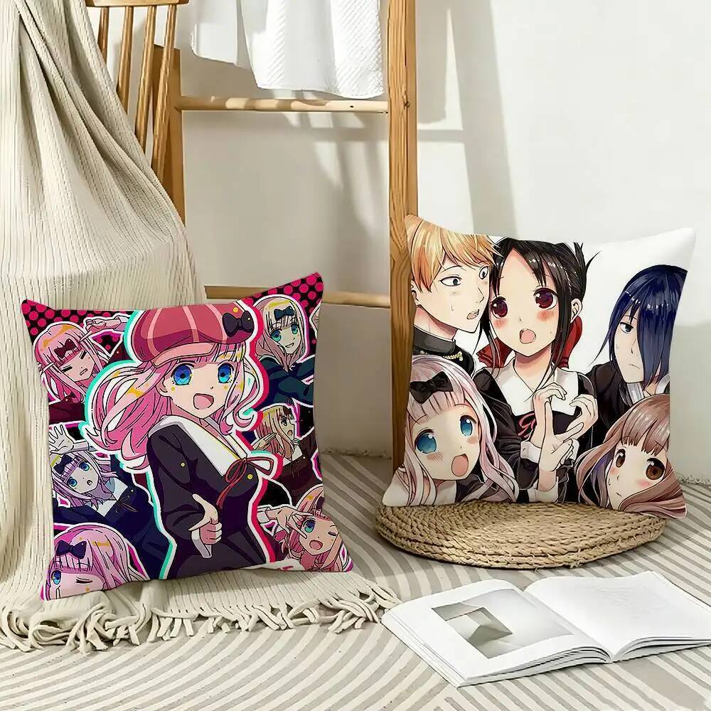 โรงเรียนโรแมนติกตลกอะนิเมะ Kaguya-sama Love is War หมอนรูปแบบพิมพ์ปลอกหมอนสําหรับห้องนั่งเล่นโซฟาเบา