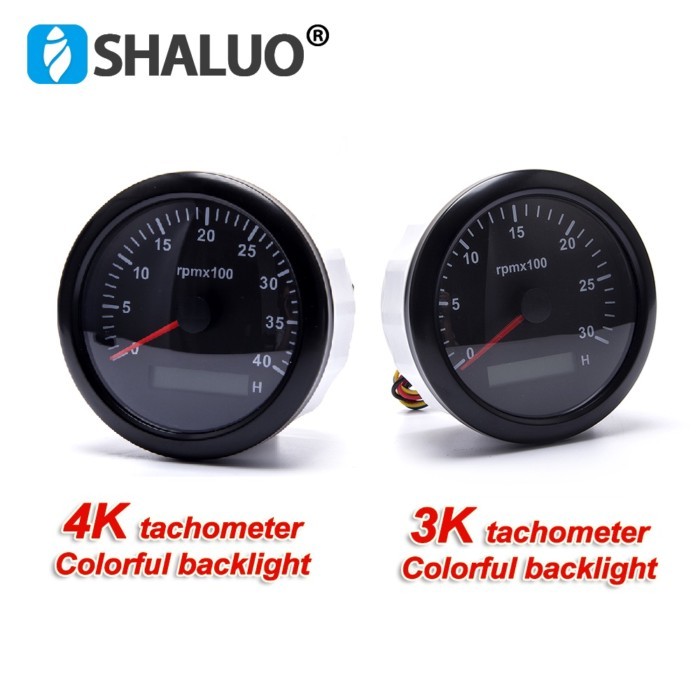 85MM Backlight Diesel Engine Tachometer RPM Speed Meter Gauge 3000RPM 4000RPM With Digital Hourmete