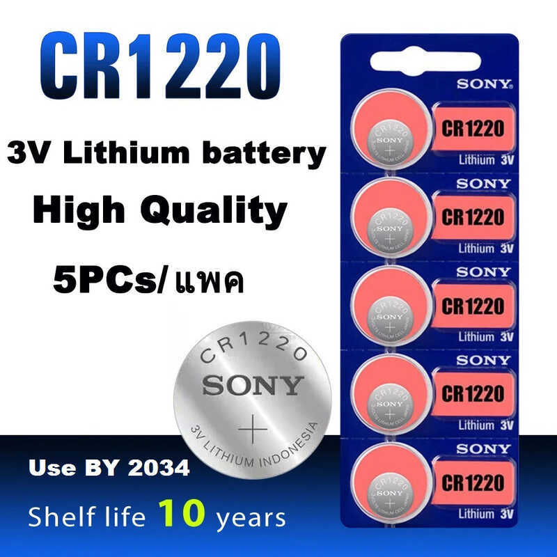 5Pcs Original For Sony Cr1220 Lithium Battery Button Battery Scales Shavers Dl1220 Br1220 Coin Cell