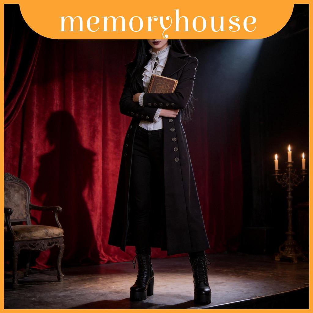 Fantasy Coat Gothic สําหรับผู้หญิงออกแบบกระดุมสองแถวสําหรับการแสดงบนเวที