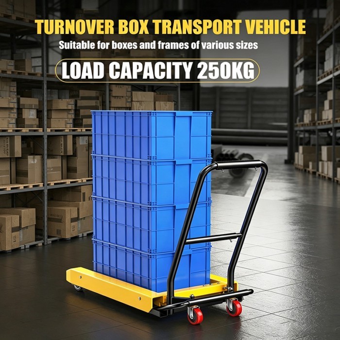 Plate Truck Plastic Container Transport Cart Hand Manual Mini Turnover Box Cart Truck Box Trolley 2