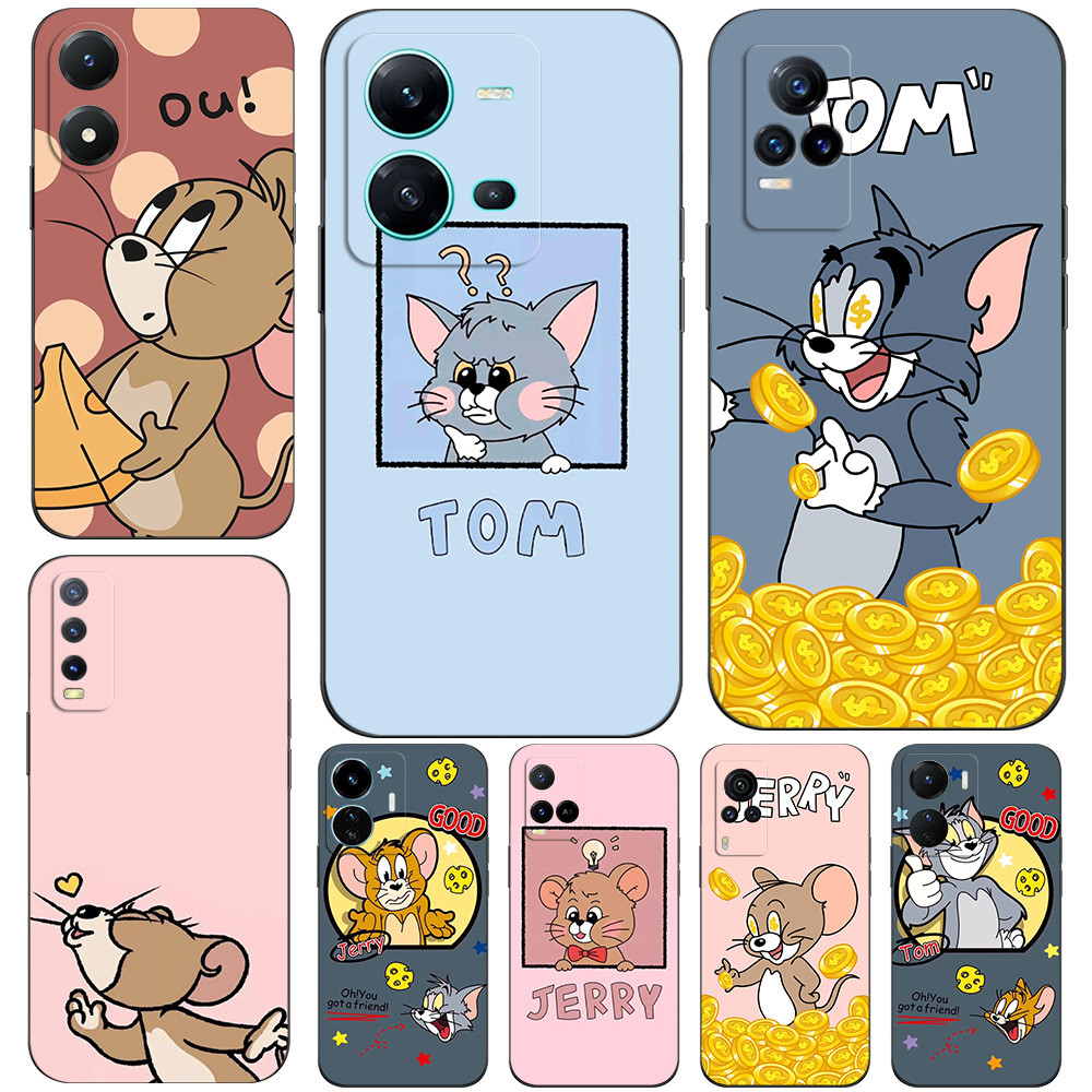 สําหรับ vivo Y71 Y71A Y73S 5G Y76 S7e 5G Y81 Y83 ไม่มีนิ้วพิมพ์หลุมโทรศัพท์ซิลิคอนนุ่ม Tom และการ์ตู