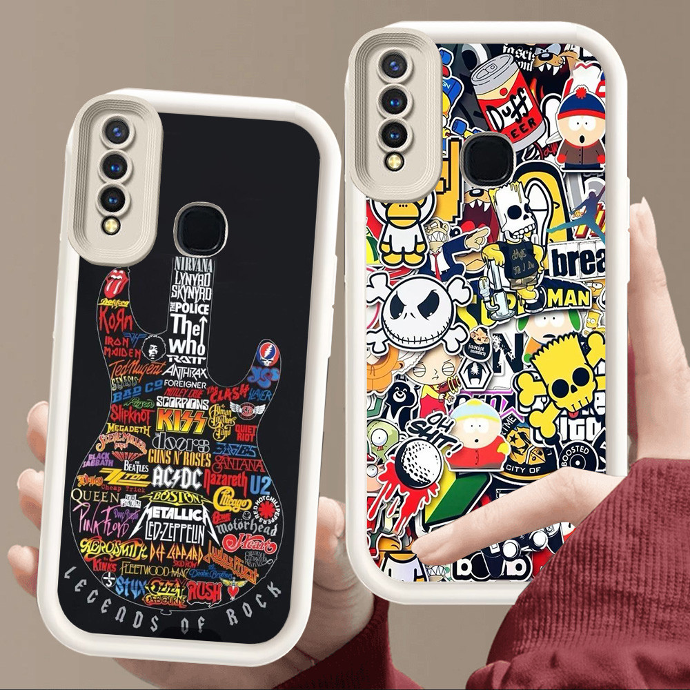 สําหรับ VIVO Y93 Y17 V9 Y15 Y19 Y12 Y91C Y30 Y95 Y30i Y50 Z1 Y91 Pro นุ่มสีขาว E77 แฟชั่น Rock Band