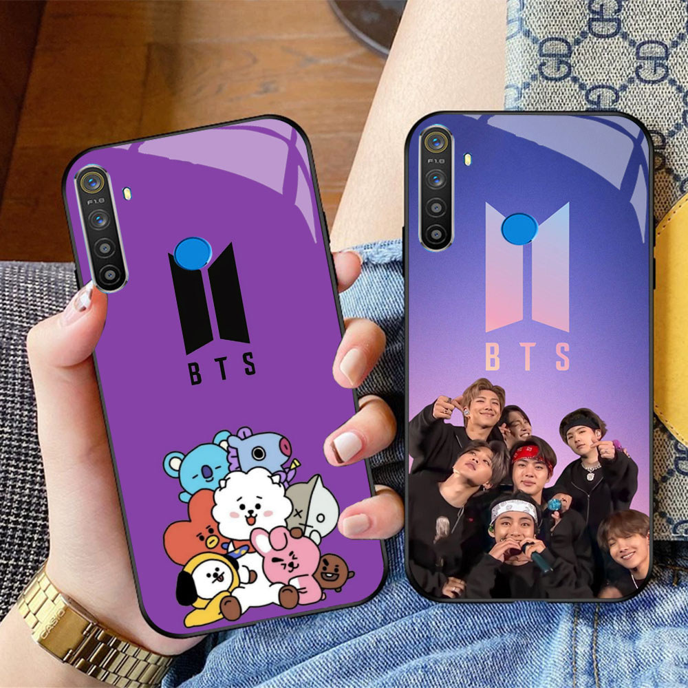 CK-46 BTS ARMY BT21 HD แก้วสําหรับ Oppo Reno 12F 13F F27 Realme 5 5i 5S 3 3i 6i 7 C65 Narzo 10 10A 2