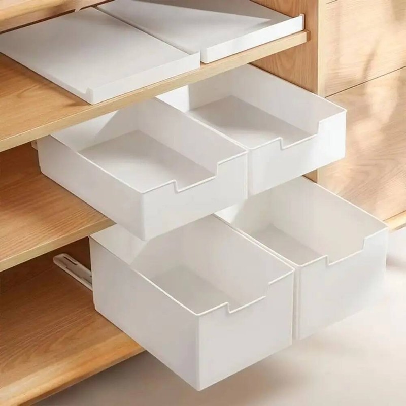 Portable Pull Out Cabinet Drawer Organizer Slide Plastic Storage Shelves Space Saving Rack
