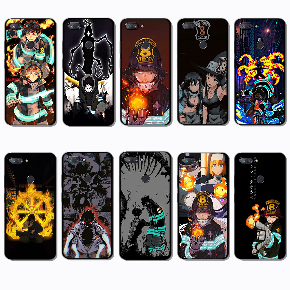 Xiaomi Mi 8 Lite A1 5X Fire Force เคสโทรศัพท์สี TPU สีดํานุ่ม