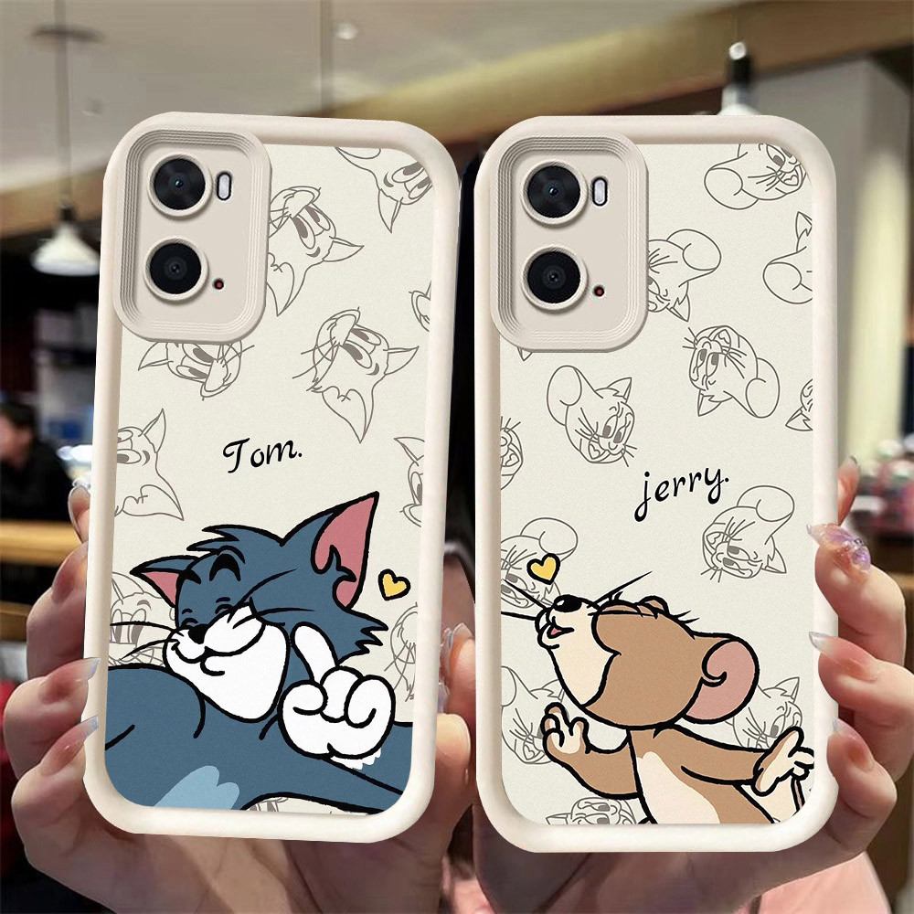 J-18 couple Cat Mouse ดำขาวชมพูเคสโทรศัพท์หรับ OPPO A57 A77S A57S A77 A56S A57E 5G