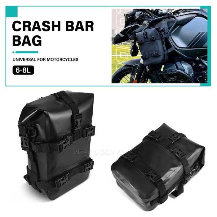 Motorcycle Crash Bar Bag Waterproof TPU Engine Guard Bag Universal Motorbike Storage Riding Travel