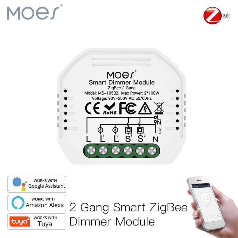 Graffiti zigbee Smart Home Dimming Switch On-On app Timing 2-Channel Smart Switch Dimming Module