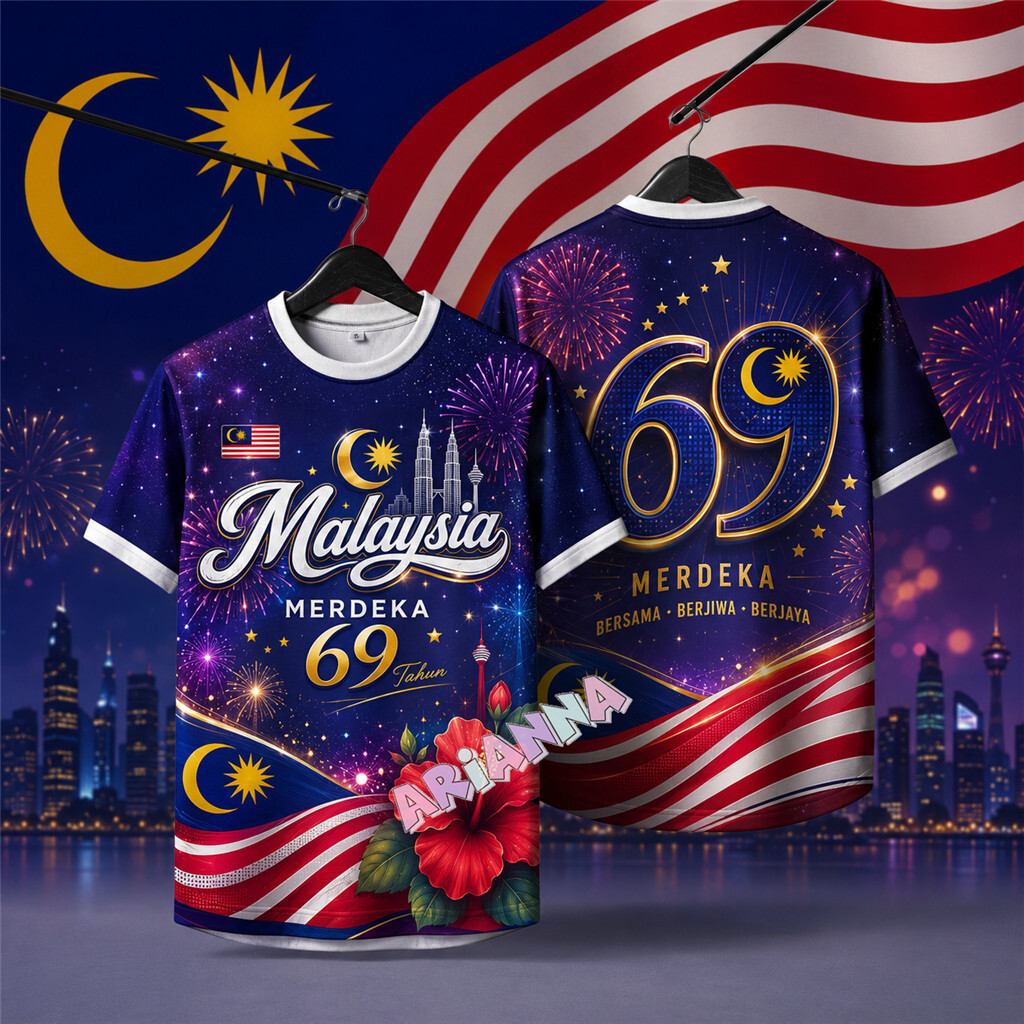 2026 69th Independence Day T เสื้อระเหิดแห้งเร็ว Jersey ขนาดใหญ่ Streetwear 69th Baju Merdeka เสื้อย