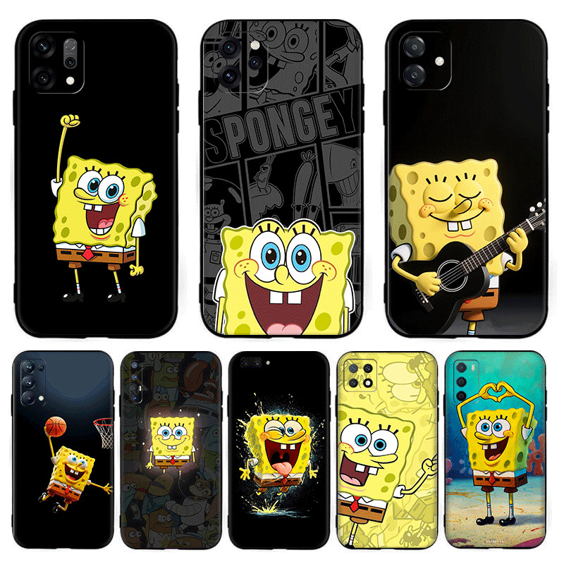 สําหรับ OPPO Reno 8T 7 lite 7z 6 11F 12F A15S A16S A16k A16E ป้องกันซิลิโคนนุ่ม TPU การ์ตูน SpongeBo