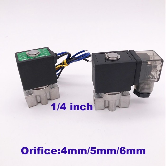 GOGO 2 way SUS304 water valve normally close Port G1/4" 12V 24V DC Orifice 4mm/5mm/6mm SPU-04/05/06