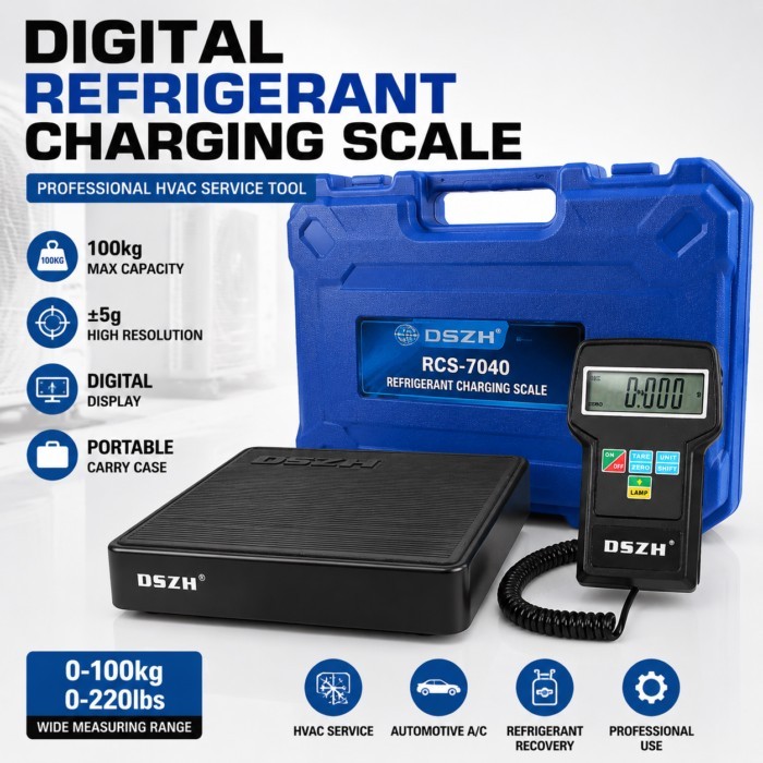 DSZH RCS-7040 Digital Refrigerant Charging Scale 100kg HVAC AC Weight Scale Tool with Handheld Disp