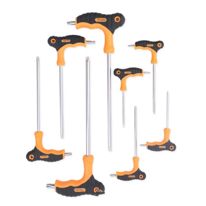 8pc T Handle Torx Star Key Wrench Set Torx Driver Screwdriver Set Bike Bicycle Tool S2 T10 T15 T20