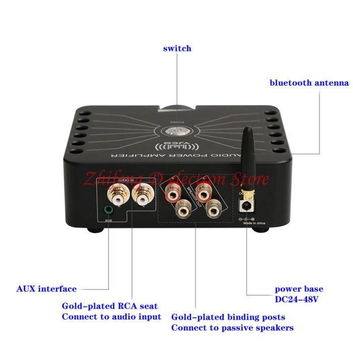 300W+300W TPA3255 high power HIFI audiophile power amplifier D300, CSR8675 Bluetooth APTX-HD LDAC