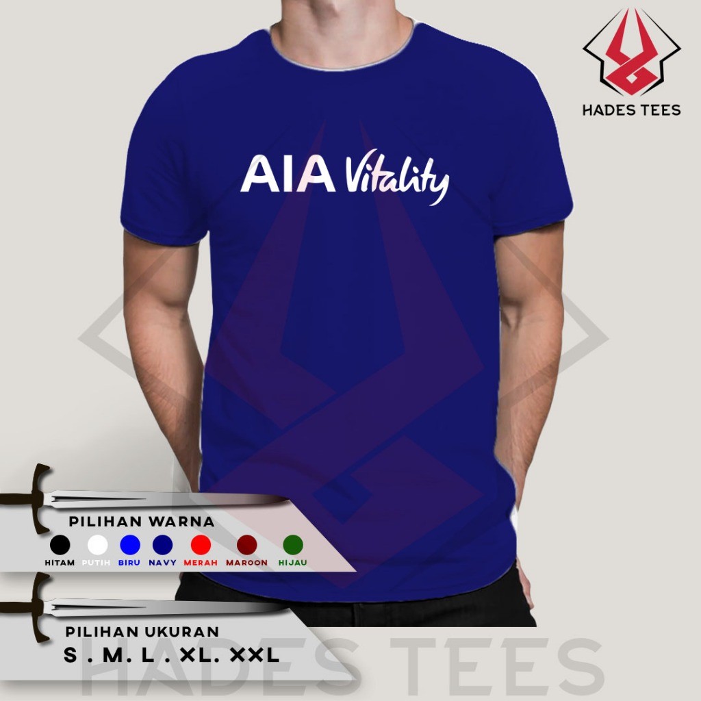 ใหม่ ทันสมัยและส่วนบุคคลบน AIA VITALITY เสื้อยืดบริษัท Distro เสื้อยืด Baju T เสื้อผู้ชาย‌‌