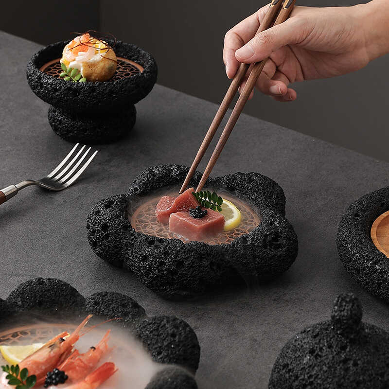Rock Sushi Plate Coal Ball Volcanic Stone Swing Plate Steak Plate Hotel Creative Dining Plate Sushi