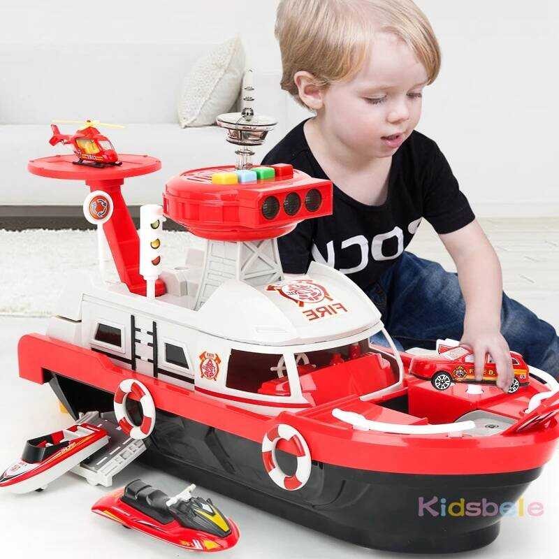 C Kids Toys Simulation Track Inertia Boat Diecasts & Toy Vehicles Music Story Light Toy Ship Model