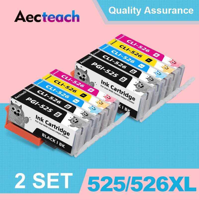 Aectsea ใช้งานร่วมกับ PGI525 สําหรับ Canon CLI526 สําหรับ Pixma MX882 IP6500 MG5100 MG5220 MG5300