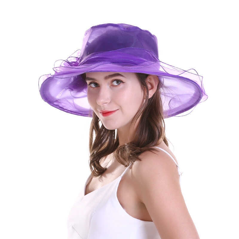 Xuan Lu แฟชั่นฤดูร้อน Organza หมวกสุภาพสตรีดอกไม้ Anti-Ultraviolet ชายหาดผ้าพันคอหมวกบังแดดหมวกปีกให