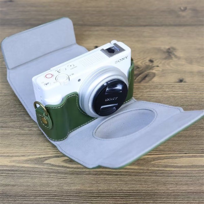 กระเป๋ากล้องใหม่กระเป๋ากล้องเหมาะสําหรับกระเป๋ากล้อง Sony ZV1 เคส ZV1 เคสป้องกันซองหนังย้อนยุคแบบพกพ