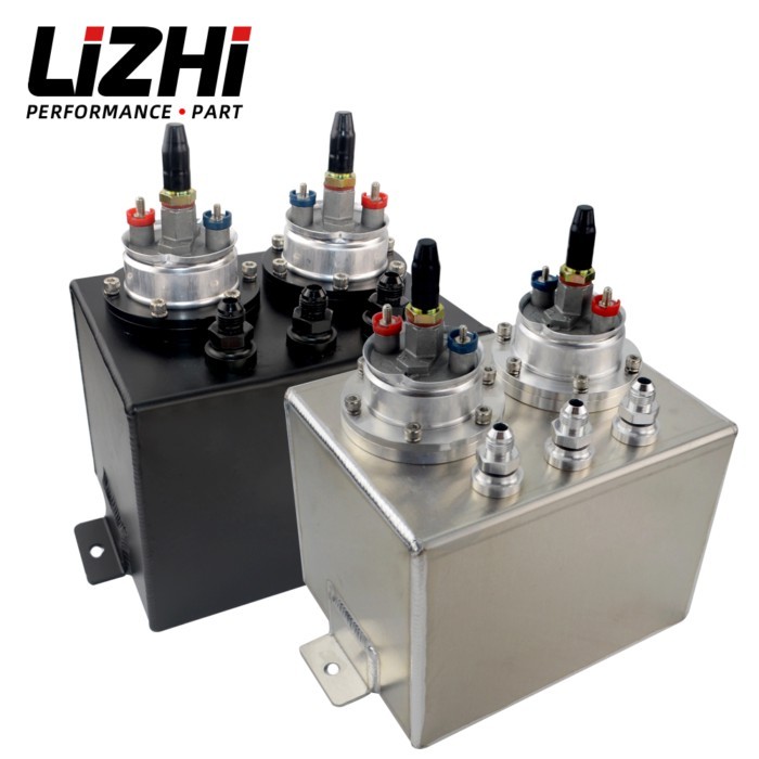 LIZHI- 3L Dual Billet Aluminum Fuel Surge Tank / Surge Tank With 2 Peices 044 Fuel Pump Car Accesso