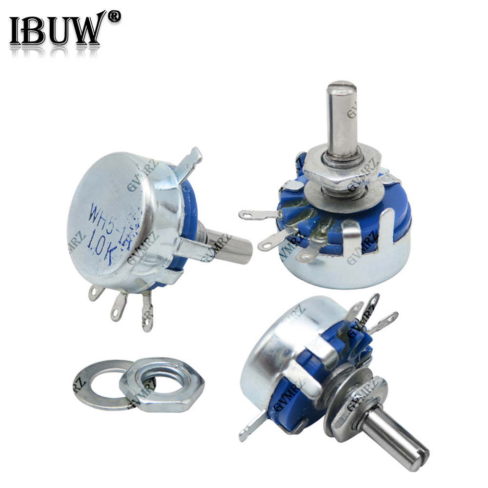 2PCS WH5-1A คาร์บอน Potentiometer 470R 1K 1.5K 4.7K 10K 100K 220K 1M โอห์ม 3 จังหวะรอบเพลาโรตารี Tap