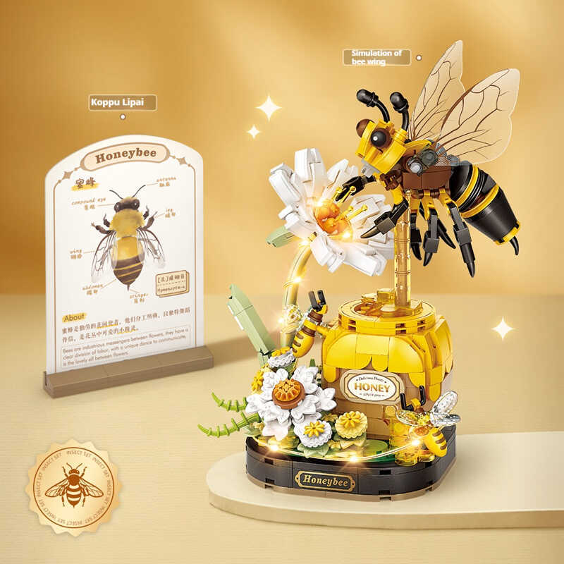 l Particle Building Block Set Insect Series Yellow Bee Tiger Butterfly Model Assembly Girl Toy Gift