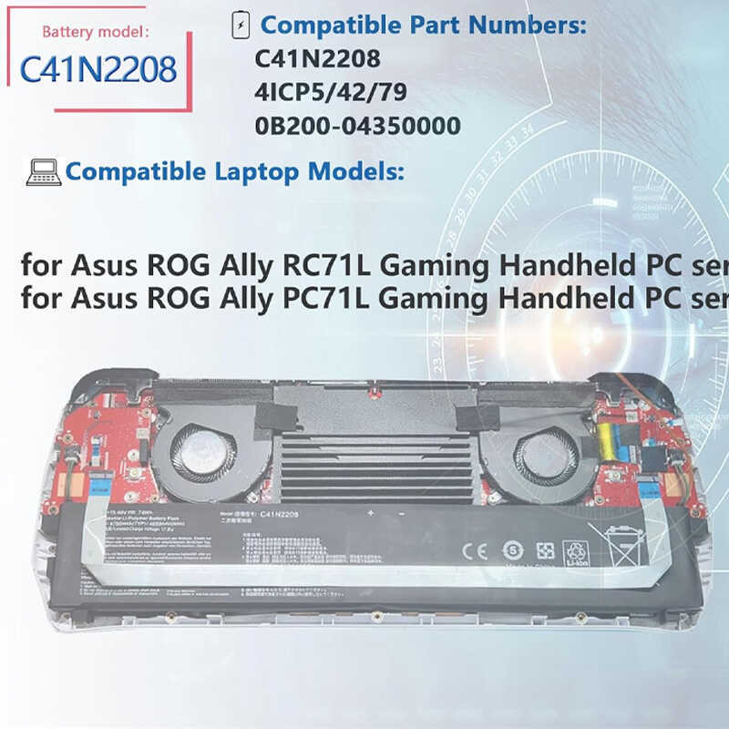 แบตเตอรี่ใหม่ C41n2208 ใช้ได้กับ ASUS ROG Ally Pc71l Rc71l Gaming Handheld Series พร้อมเครื่องมือฟร