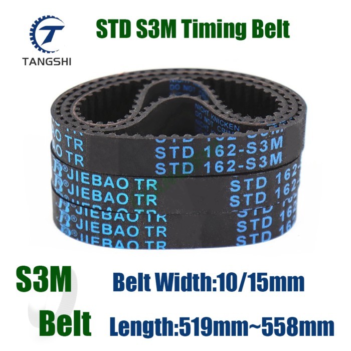 STD S3M Rubber Timing Belt Width10/15mm Length S3M-519/522/525/528/531/534/537/540/543/546/549/552/