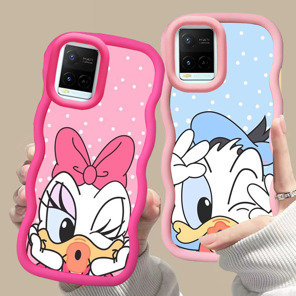 MERAH D-16 Donald Duck สีชมพูสีแดงสําหรับ VIVO V30 Y02a Y21a Y02t Y02 Y21s Y21 Y21t Pro 5G สีดํา