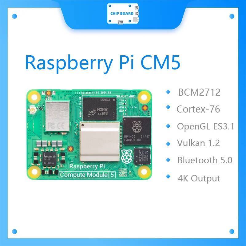 TA Original Raspberry Pi CM5 RAM 2GB/4GB/8GB/16G WIFI EMMC Broadcom BCM2712 Dual 4K Output + HDR 800