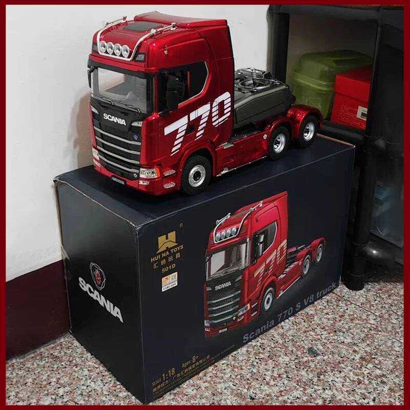 Huina 1501 รถ 770s V8 1/18 Rc Alloy รถแทรกเตอร์ 19ch 2.4g วิศวกรรมรถพ่วงรถบรรทุกแสงและเสียงของเล่นขอ