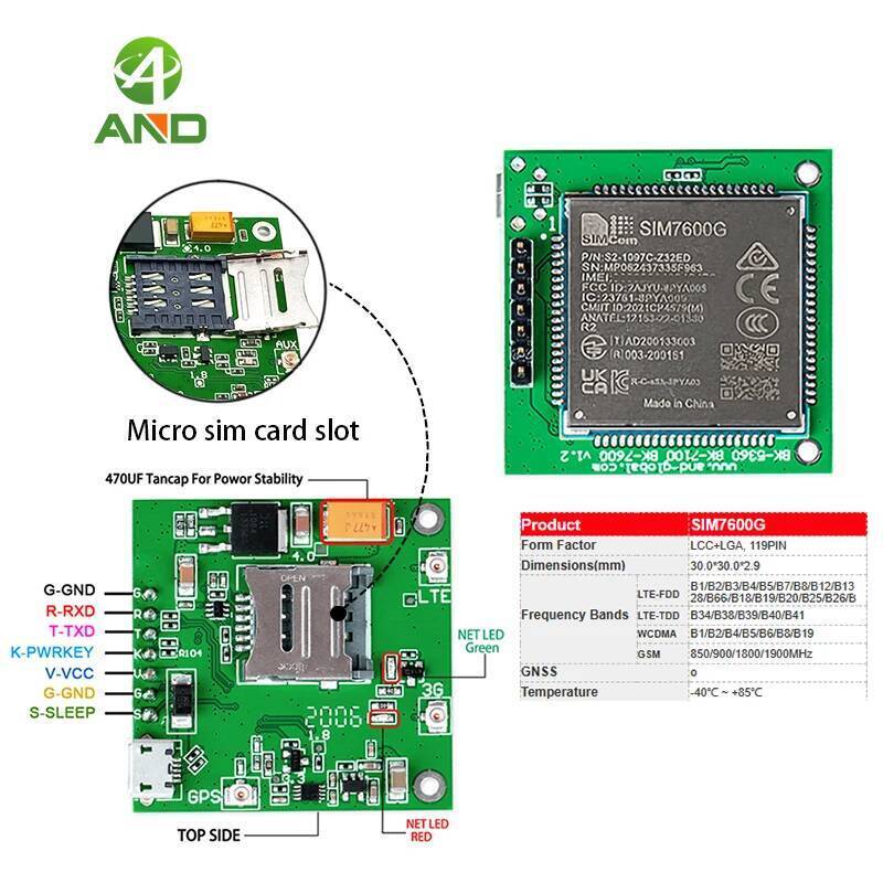 C CAT1 LTE SIM7600G R2 ชุดสลาย, SIM7600G โมดูลบอร์ดเซลล์โหมด 4G 1 ชิ้น