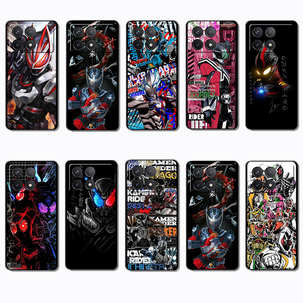 Xiaomi Redmi K70E K60 k70 POCO F5 X6 F6 Pro Kamen Rider เคสโทรศัพท์สีดําแบบนุ่มแฟชั่น