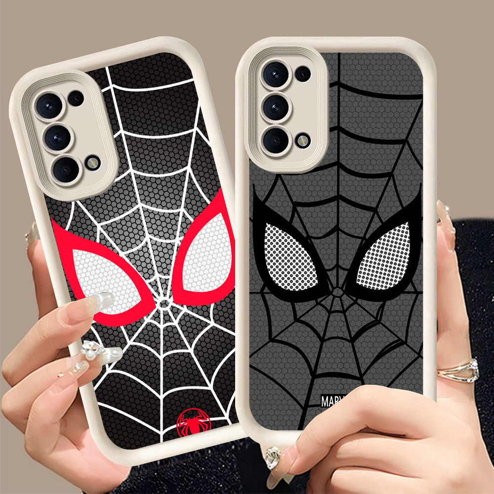 Q-19 Spider-man ขาวดำเคสโทรศัพท์หรับ OPPO Reno 5F 5 4F Iite 4 5Z Lite 5G ปกสีชมพู