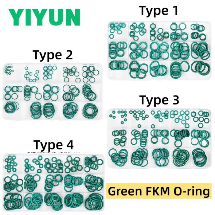 1 Set 125-150pcs Green FKM ORing Kit Thickness 1mm 1.5mm 2mm 2.4mm x Outer Diameter 4-22mm Heat Cor