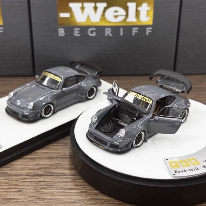 PGM Limited Edition 1: 64 Porsche RWB930 ซีเมนต์สีเทาจําลองโลหะผสมเครื่องประดับโมเดลรถเปิดเต็มรูปแบบ