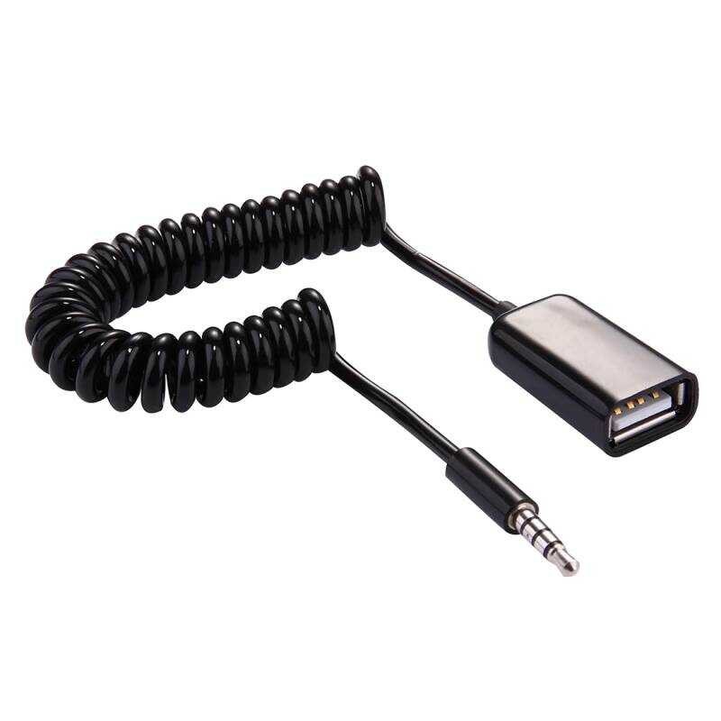Aux in to usb สายเคเบิลอะแดปเตอร์เสียงรถยนต์ Plug-in u Disk USB Female to 3.5mm Male mp3 Cable